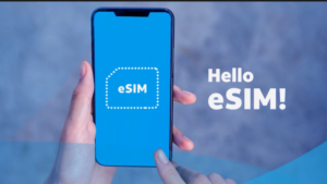 A USA eSIM card is a small, black chip that allows users to connect to a cellular network without having to use a physical SIM card.